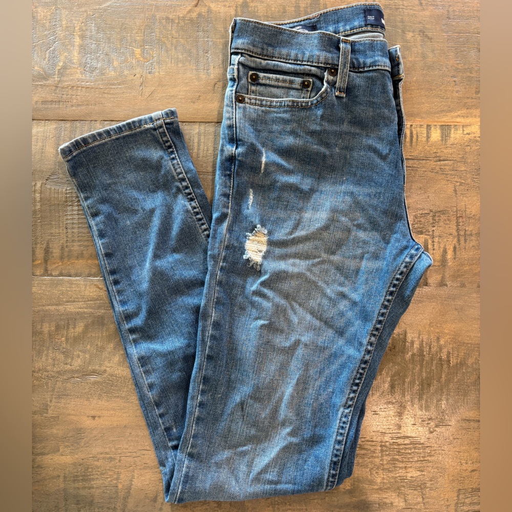 Hollister Men's Distressed Skinny Blue Jeans 29x32
